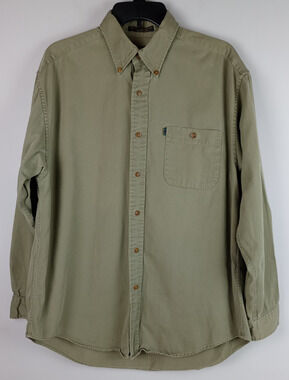 VTG Alexander Julian Colours Mens XL Olive Green Canvas Long Sleeve Button Shirt